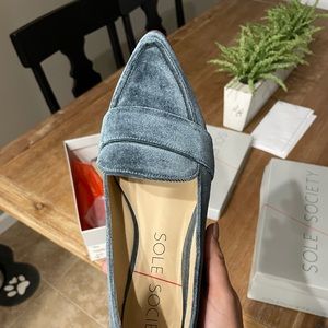 Sole Society Blue Suede Slip On Flats